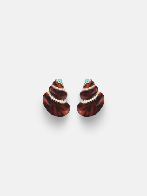 Yvonne Léon Coquillage 9kt gold earrings with diamonds and turquoise