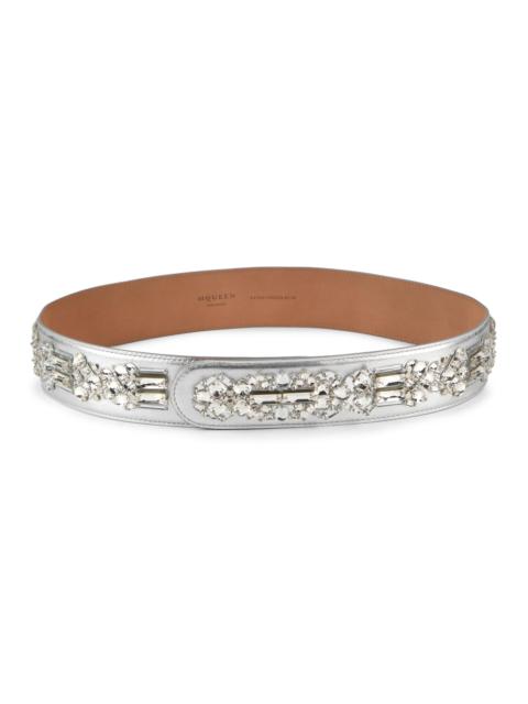 Alexander McQueen Women's Mirror Crystal Embroidery Belt - Silver