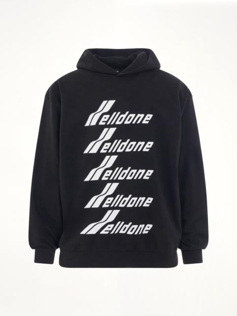 We11done Multiple Front Logo Hoodie in Black