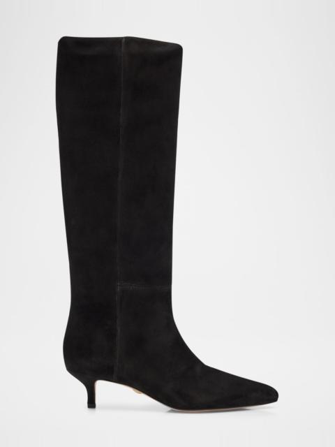 VERONICA BEARD Lisa Suede Kitten-Heel Knee Boots