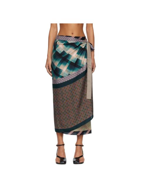 Dries Van Noten Multicolor Wrap Scarf Midi Skirt