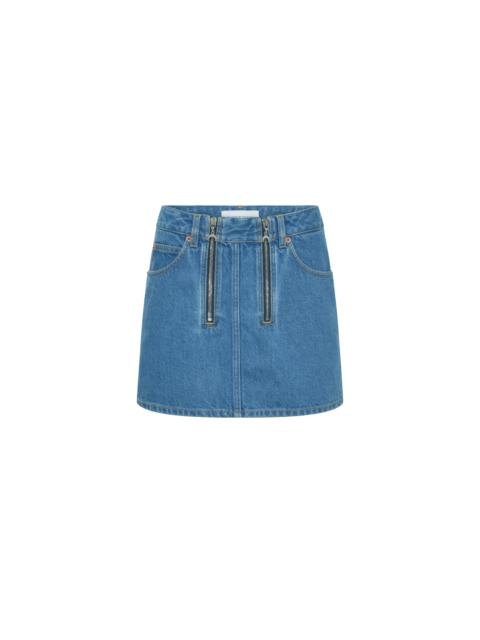 Marine Serre Light blue denim zipped mini skirt organic cotton