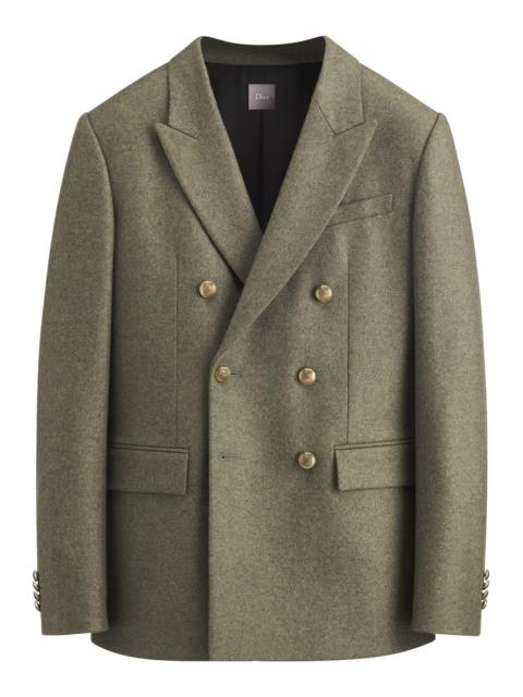 Dior DOUBLE-BREASTED JACKET IN KHAKI VIRGIN WOOL AND CASHMERE FLANNEL