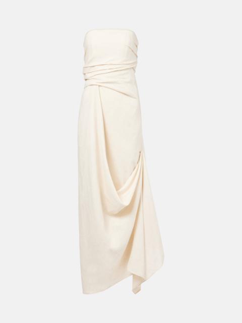 STAUD Caravaggio draped linen maxi dress