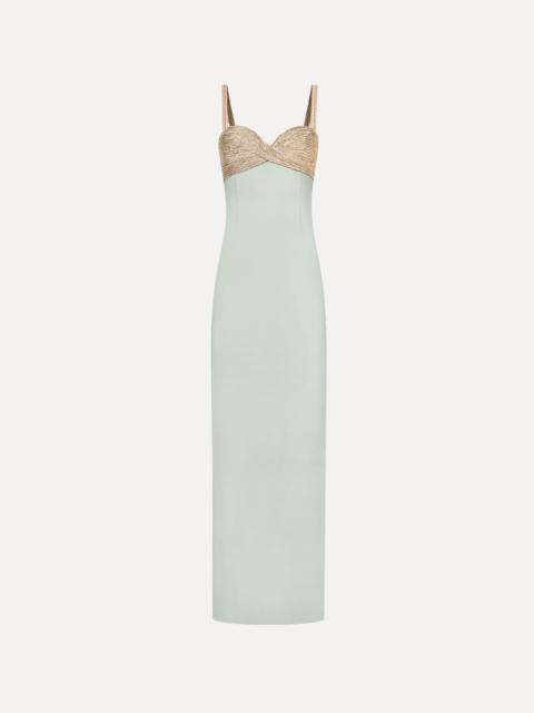 Oscar de la Renta TWIST-DETAIL METALLIC COLUMN GOWN