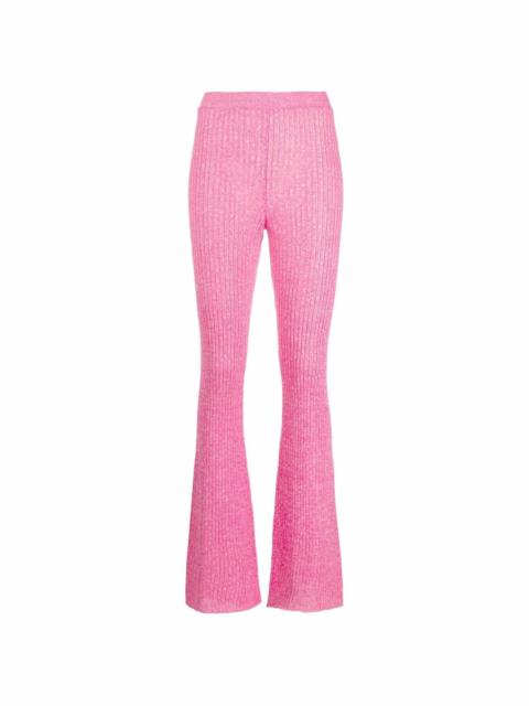 ribbed-knit flared trousers