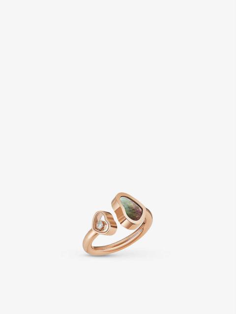 Happy Hearts 18ct rose-gold, 0.04ct diamond and mother-of-pearl ring