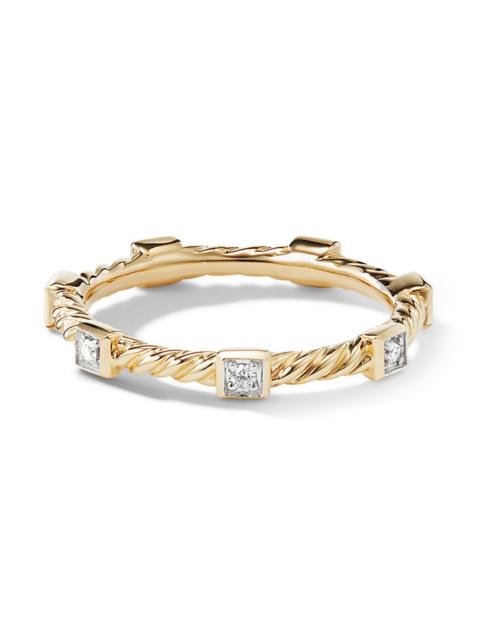 DAVID YURMAN Women's Cable Collectibles Stack Ring in 18K Yellow Gold - Diamond