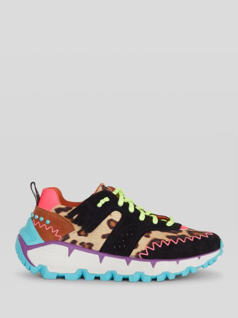 Etro EARTHBEAT SNEAKER IN LEATHER AND ANIMALIER DETAILS