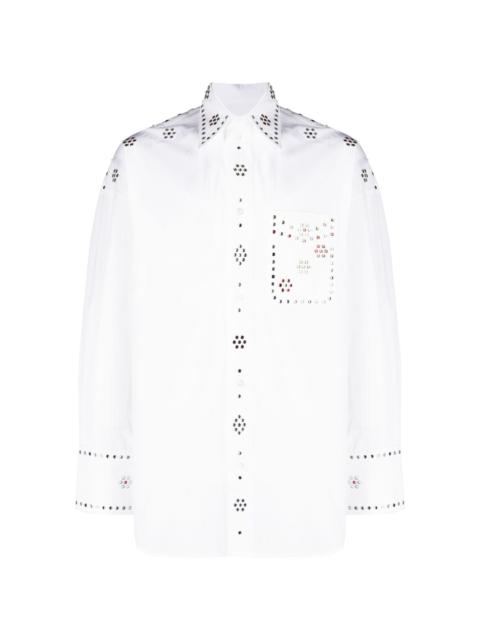 rhinestone-embellished cotton shirt
