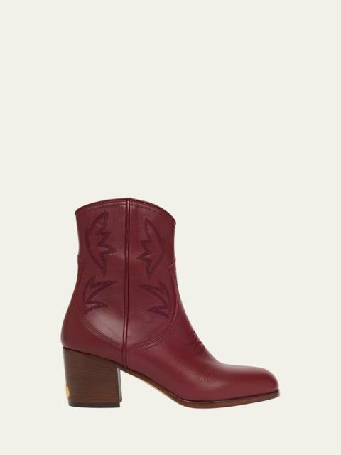 Valentino 40mm Bard Embroidered Leather Ankle Boots