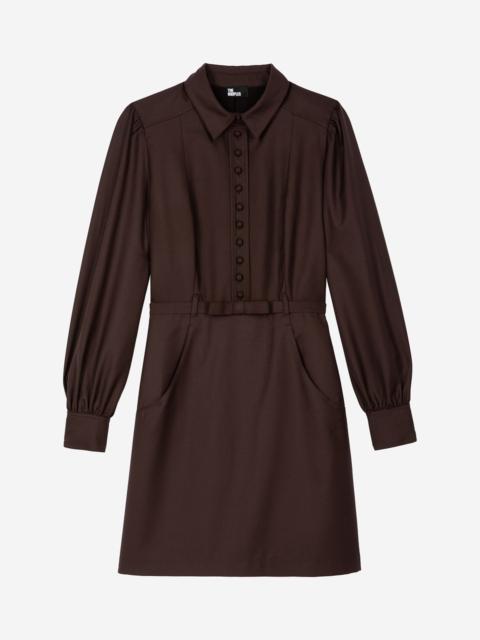 The Kooples SHORT DRESS IN BROWN WOOL