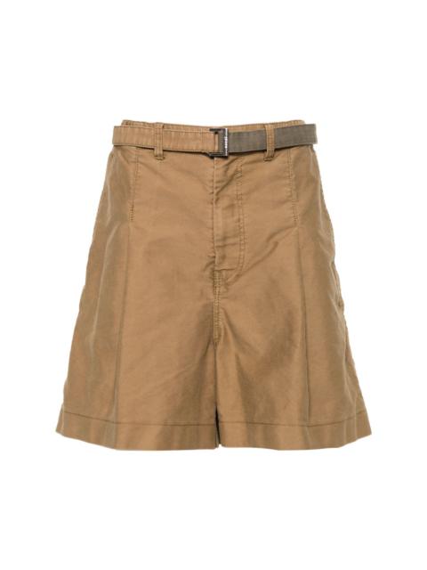 sacai pleated cotton shorts