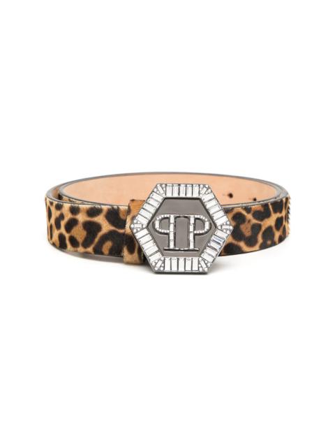 PHILIPP PLEIN Hexagon leopard-print belt