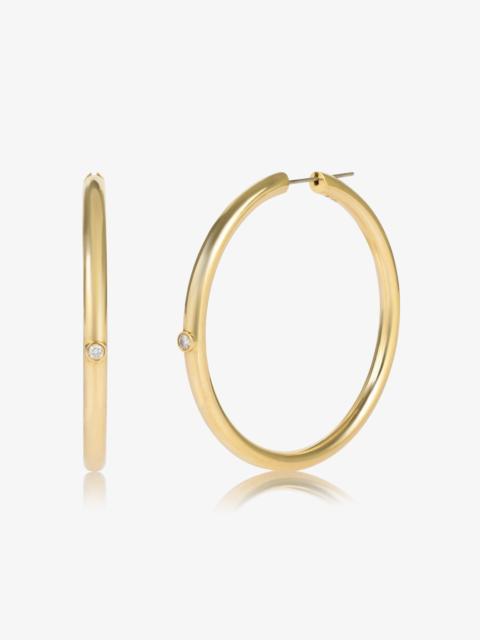 SPRWMN DIAMOND BEZEL HOOP EARRINGS 50MM