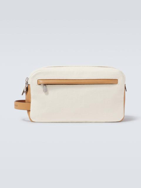 Brunello Cucinelli Leather-trimmed canvas toiletry bag
