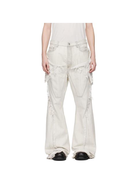 Rick Owens DRKSHDW Off-White Temple Slivered Bootcut Jeans