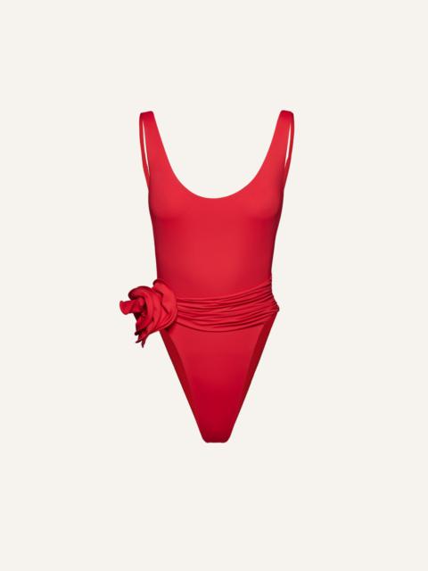 MAGDA BUTRYM Flower scoop neck swimsuit in red