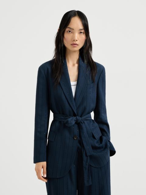 Brunello Cucinelli Dazzling chalk stripe blazer with monili