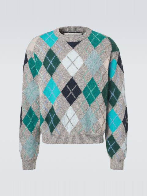 ERL Argyle wool and cotton-blend sweater