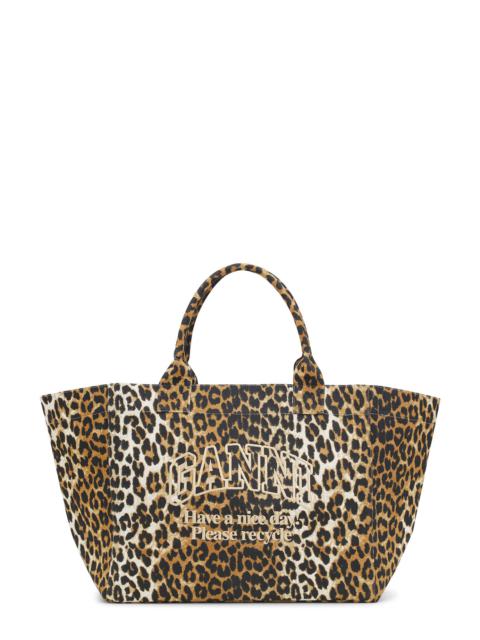 LEOPARD OVERSIZED CANVAS TOTE BAG