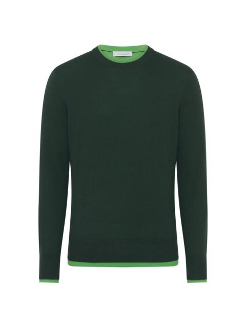 GABRIELA HEARST Wells Reversible Knit Sweater in English Green & Fluorescent Green Cashmere Silk