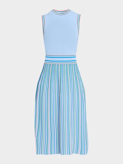 Shoshanna Crosby Sleeveless Striped Knit Midi Dress