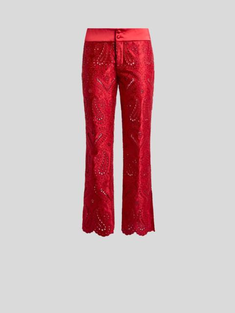 Etro TROUSERS WITH FLORAL PAISLEY BRODERIE ANGLAISE LACE