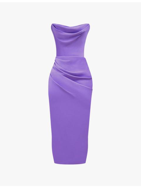 House of CB Santana Corset Strapless Woven Midi Dress