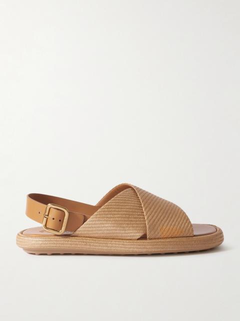Tod's Gomma Leather-trimmed Raffia Slingback Sandals