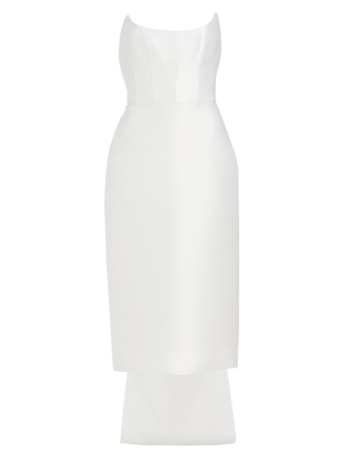 AMSALE Women's Bow-Back Mikado Satin Bridal Dress - Ivory