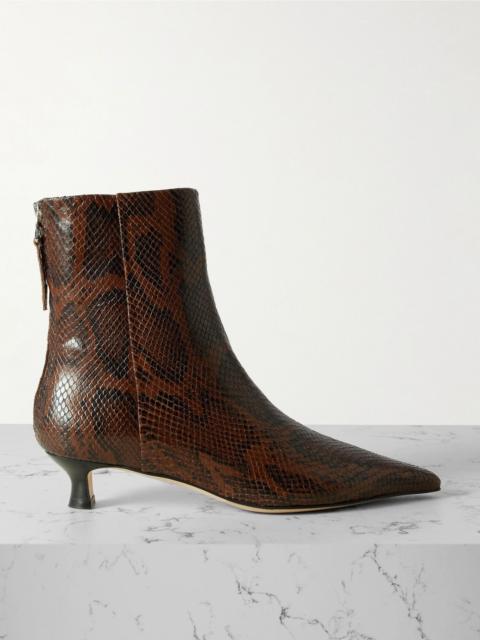 Aeyde Zoe snake-effect leather point-toe ankle boots Snake print