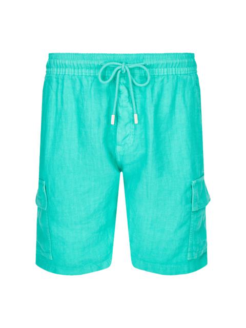 Vilebrequin Men Linen Bermuda Shorts cargo pockets