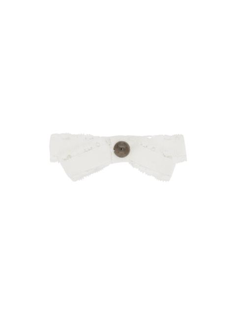 White Bow Hair Barrette