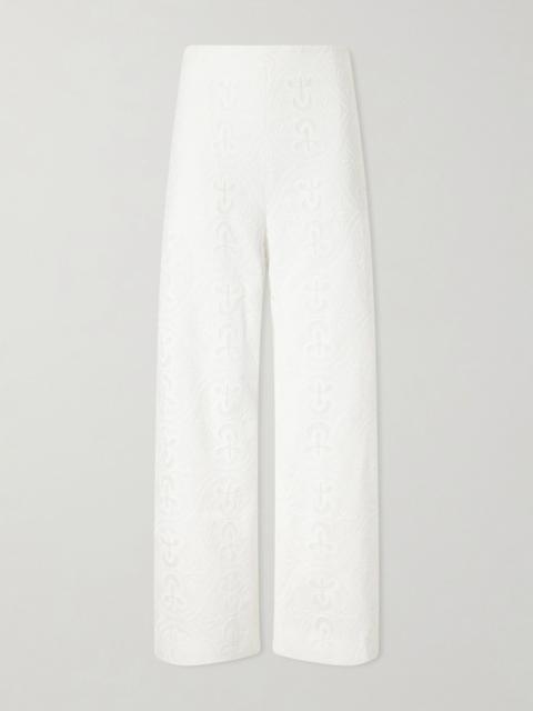 TOVE Nynette floral-embroidered cotton-blend wide-leg pants White