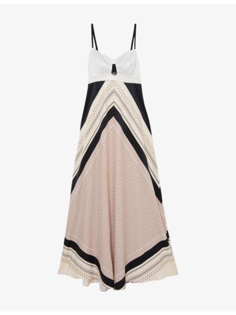 REISS Myra Scarf-Printed Woven Maxi Dress