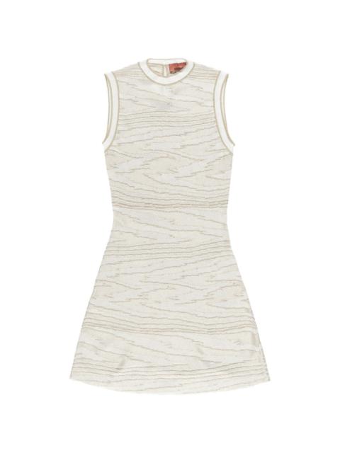 marbled-jacquard sleevless minidress