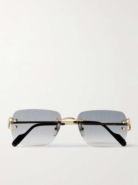 Frameless Gold-Tone and Acetate Sunglasses