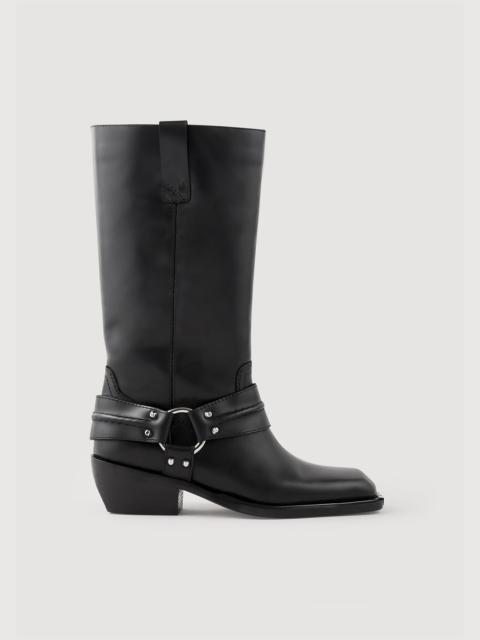 Sandro LEATHER BIKER BOOTS