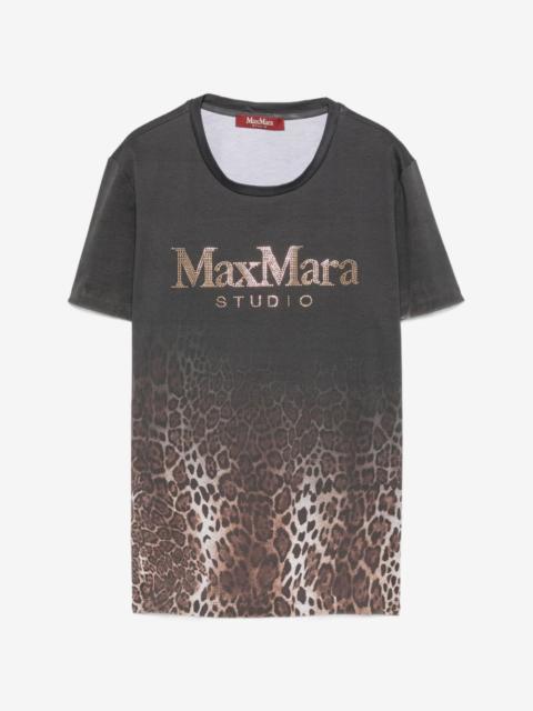 Max Mara Quieto leopard-print rhinestone-logo T-shirt