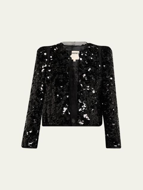 L'AGENCE Shai Sequined Metallic Tweed Jacket