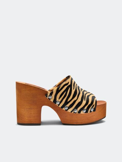 SIMONMILLER Haircalf Sol Wood Sandal In Brown Zebra