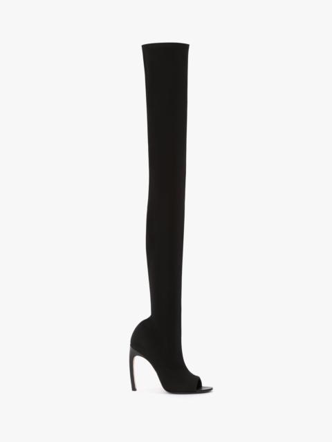 Victoria Beckham Harlow Peep Toe Stretch Jersey Boot 100 In Black