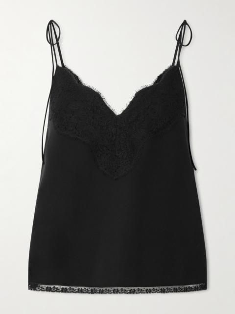 Valentino Floral Lace-trimmed Silk Crepe De Chine Camisole