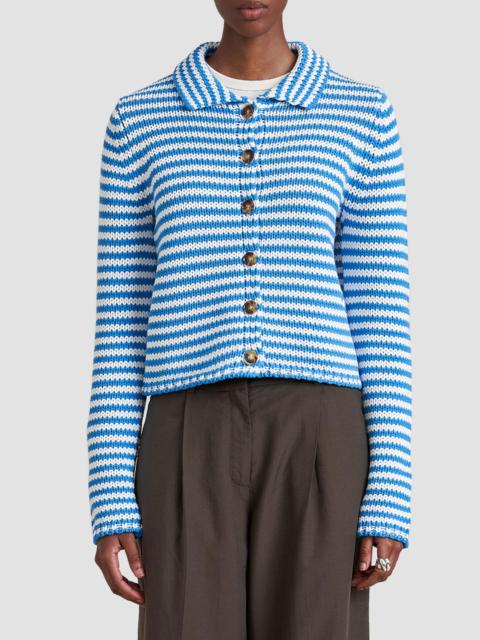 LA LIGNE Women's Stripe Cardigan - Blue Ivory