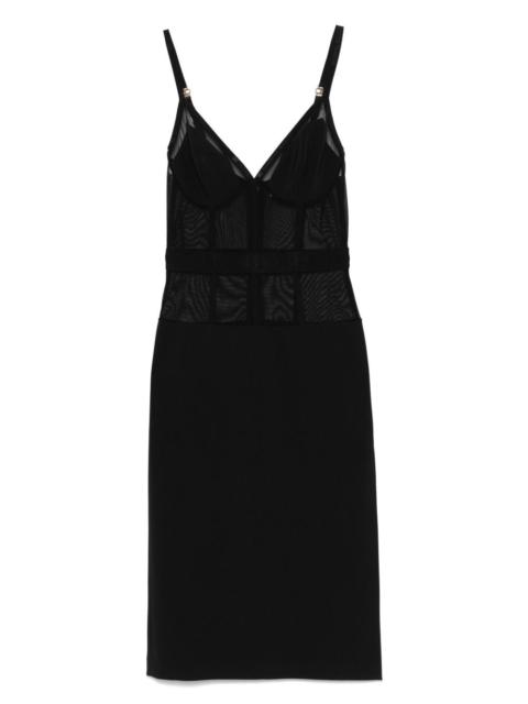 ELISABETTA FRANCHI crepe tulle midi dress