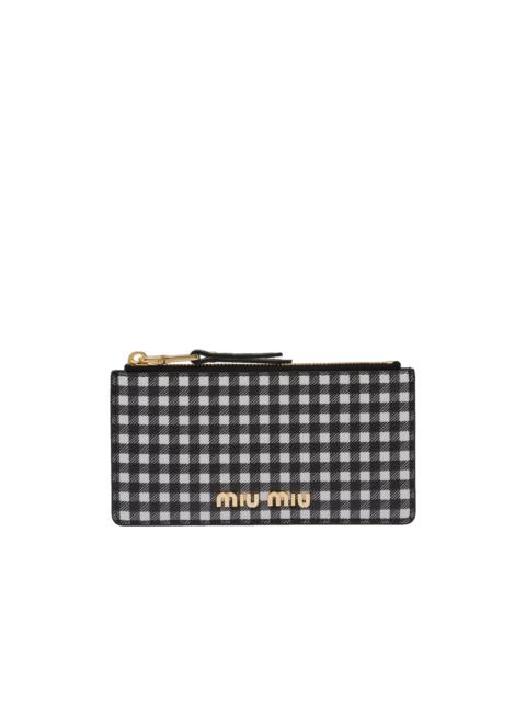 Miu Miu Printed Madras leather envelope wallet