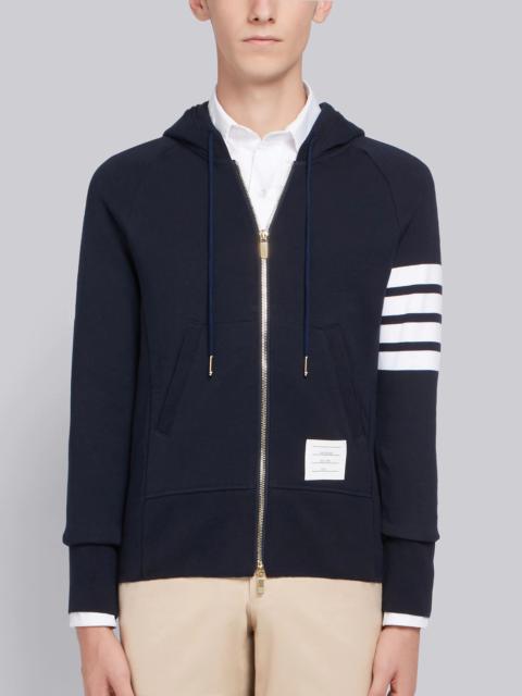 Thom Browne Navy Loopback Jersey Knit Engineered 4-bar Zip-up Hoodie