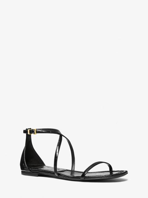 MICHAEL KORS COLLECTION Polly Crocodile Embossed Leather Sandal