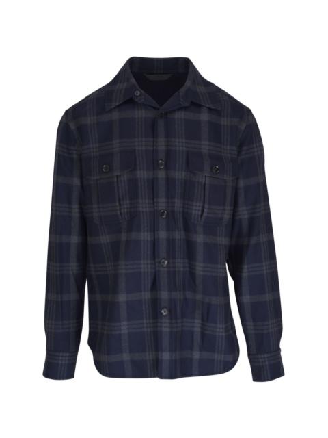 Brioni checked wool shirt